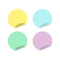 Circle sticky notes with curved edge flat style isolated