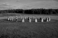 Circle of stone monoliths in the meadow Royalty Free Stock Photo