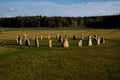 Circle of stone monoliths in the meadow Royalty Free Stock Photo