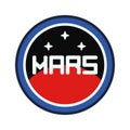 Circle stripe silhouette vector logo of aerospace mars program satellite space station. Galaxy investigations emblem