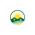 Circle sun house real estate business logo