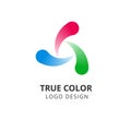 Circle swirl logo. Colorful round abstract emblem. True color spiral vector isolated design Royalty Free Stock Photo