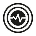 Circle Target Epicenter Location and ekg icon. Earthquake Map Alert vector illustration Royalty Free Stock Photo