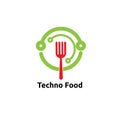 Circle techno food logo vector concept, icon, element, and template for company