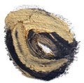 Circle textured hand drawn black and gold oil paint brush stroke Royalty Free Stock Photo