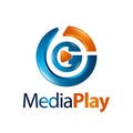 Circle three dimensional media play logo concept design