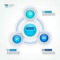 Circle three steps infographic design template for statistics