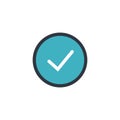 Circle tick mark approved Icon Vector Illustration. Checkmark confirm circle icon button flat for apps and websites symbol, icon