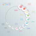 Circle timeline infographic design template with color icons.Vector illustration.