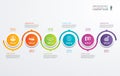 6 circle timeline infographic template business concept background. Vector can be used for workflow layout, diagram, number step