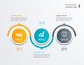 3 circle timeline infographic template business concept background. Vector can be used for workflow layout, diagram, number step