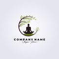 circle tree, meditation relaxation logo vector illustration design