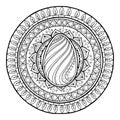 Circle tribal doodle mandala with easter egg. Royalty Free Stock Photo