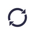 Circle with Two Arrows Symbolizing Recycle, Refresh, Loop, Renewal, Refreshing or Update Icon Royalty Free Stock Photo
