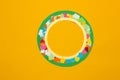 circle in a circle between two circles colorful paper, in the middle yellow copy space, creative art design Royalty Free Stock Photo