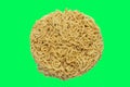 A circle of uncooked Ramen Noodles Isolated on green screen Royalty Free Stock Photo