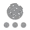 Circle Unique Fingerprint icon design for app. Finger print flat scan. Vector illustration isolated on white background Royalty Free Stock Photo