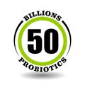 Circle vector icon Billions probiotics complex for package milk product signs contain many millions prebiotic bacterias symbol Royalty Free Stock Photo