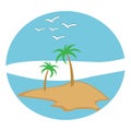 Circle vector illustration of tropical island with palm trees Royalty Free Stock Photo