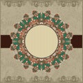 Circle vintage ornamental template with place for