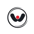 Circle w letter people vecor icon concept design template