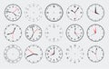 Circle watch face. Clock with marks numbers and arrows. Vector isolated set Royalty Free Stock Photo