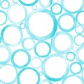 Circle watercolor seamless pattern. Abstract watercolour blue teal circles on white background Royalty Free Stock Photo