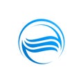 Circle waves water in blue color logo template