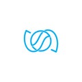 Circle wavy blue infinity linear logo vector Royalty Free Stock Photo