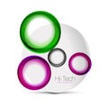 Circle web layout - digital techno spheres - web banner, button or icon with text. Glossy swirl color abstract circle Royalty Free Stock Photo
