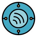 Circle wifi icon color outline vector