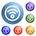 Circle wifi icons set vector