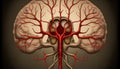 Circle of willis, the anatomy of basal of brain shown the blood circulation of brain system, Generative AI Royalty Free Stock Photo