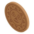 Circle wooden totem icon isometric vector. American statue Royalty Free Stock Photo