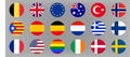 Circle world flags set. Europe, Australia and USA Royalty Free Stock Photo