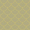 Geometric cute waves from circles with outline in trending colors of 2021, yellow and gray. Seamless patterns