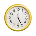 Circle yellow wall clock Royalty Free Stock Photo