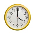 Circle yellow wall clock Royalty Free Stock Photo