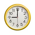 Circle yellow wall clock Royalty Free Stock Photo
