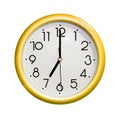Circle yellow wall clock Royalty Free Stock Photo