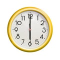 Circle yellow wall clock Royalty Free Stock Photo