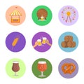 Circled Images Food and Beer Vector Illustration