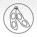 Circled soybean / soya beans line art icons for apps and websites
