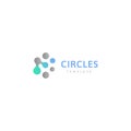 Circles abstract logo template. Connected dots, creative design conceptual logotype. Innovation sign for chemistry Royalty Free Stock Photo