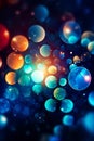 Circles, bubbles and lights at night, abstract colorful background, generative AI Royalty Free Stock Photo