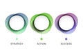 3 circles business presentation concept banner. 3 steps diagram information template for business