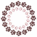 Circles Of Cat And Dog Tracks. Wreaths Of Vector Paw Prints