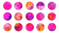 Circles collection pink colors palette watercolor Royalty Free Stock Photo