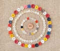 Circles of colorful sewing buttons.Background Royalty Free Stock Photo