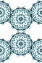 Circles Of Colorized Green Mandalas On White Background Repeat Pattern